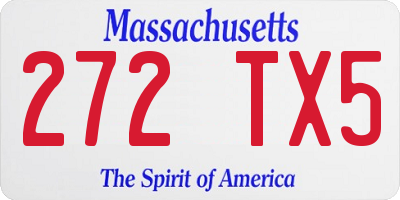 MA license plate 272TX5