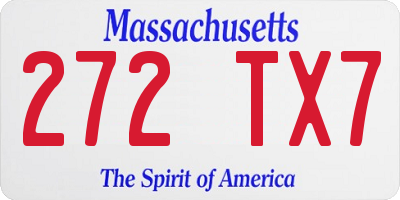 MA license plate 272TX7