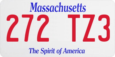 MA license plate 272TZ3