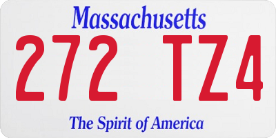 MA license plate 272TZ4