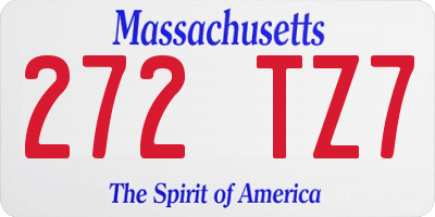 MA license plate 272TZ7