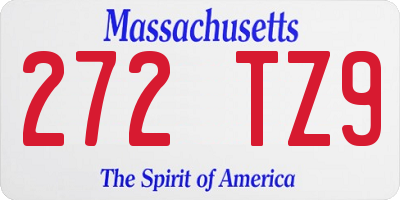 MA license plate 272TZ9