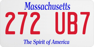 MA license plate 272UB7