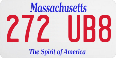 MA license plate 272UB8