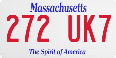 MA license plate 272UK7