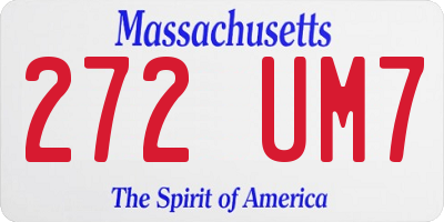MA license plate 272UM7