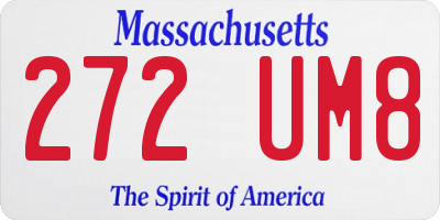 MA license plate 272UM8