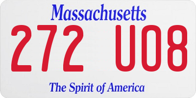 MA license plate 272UO8