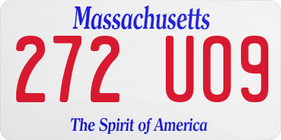 MA license plate 272UO9