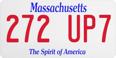 MA license plate 272UP7