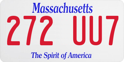 MA license plate 272UU7