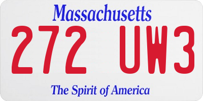 MA license plate 272UW3
