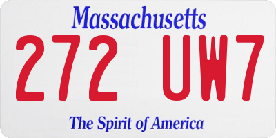 MA license plate 272UW7