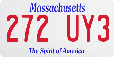 MA license plate 272UY3