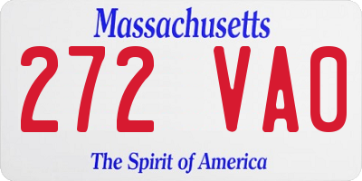 MA license plate 272VA0