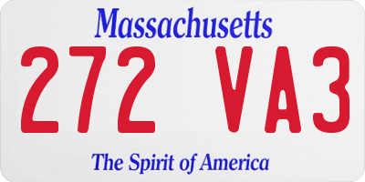 MA license plate 272VA3