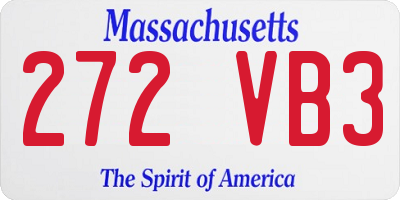 MA license plate 272VB3
