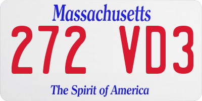 MA license plate 272VD3