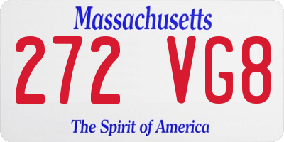 MA license plate 272VG8