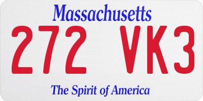 MA license plate 272VK3