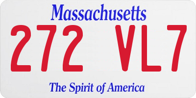 MA license plate 272VL7