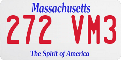 MA license plate 272VM3