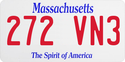 MA license plate 272VN3