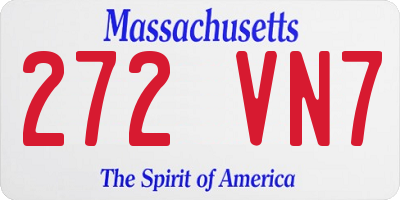 MA license plate 272VN7