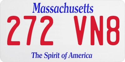 MA license plate 272VN8