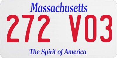 MA license plate 272VO3