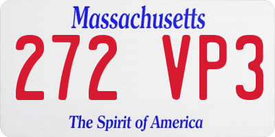 MA license plate 272VP3