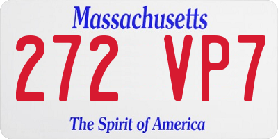 MA license plate 272VP7