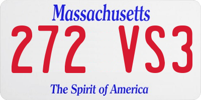 MA license plate 272VS3