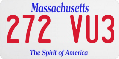 MA license plate 272VU3