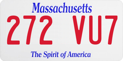 MA license plate 272VU7