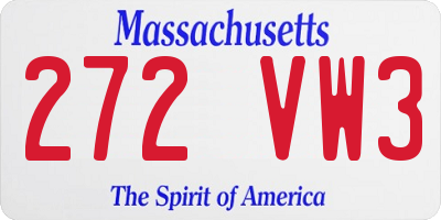 MA license plate 272VW3