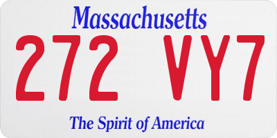 MA license plate 272VY7