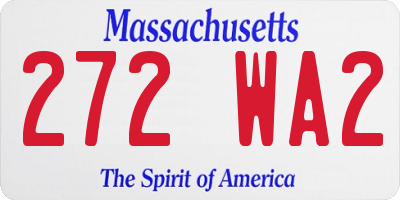 MA license plate 272WA2