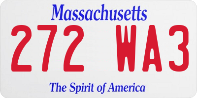 MA license plate 272WA3