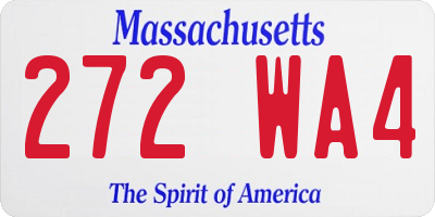 MA license plate 272WA4