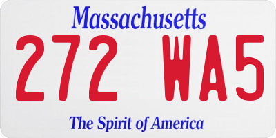 MA license plate 272WA5