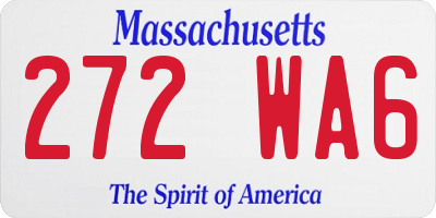 MA license plate 272WA6