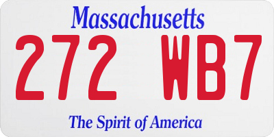 MA license plate 272WB7