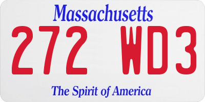 MA license plate 272WD3