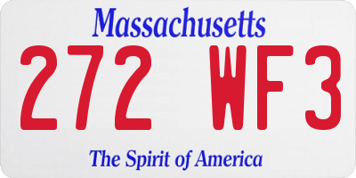 MA license plate 272WF3