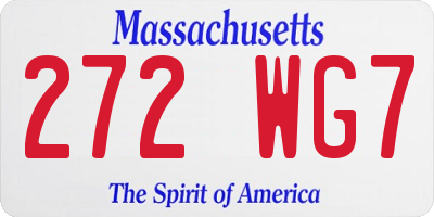 MA license plate 272WG7