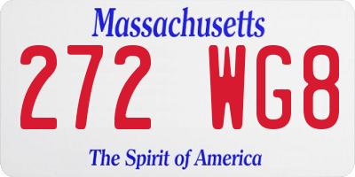 MA license plate 272WG8