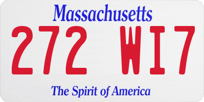 MA license plate 272WI7