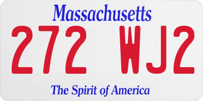 MA license plate 272WJ2