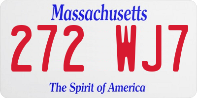MA license plate 272WJ7